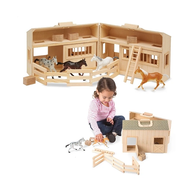 Дитячий дерев'яний набір "Конюшня з конячками" MelissaandDoug MD3704, 4 фігурки - зображення 4