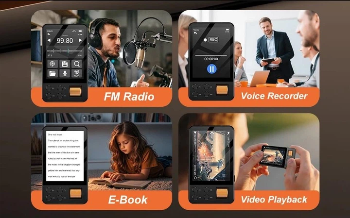 MP3-плеер AGXOV М19, 64 ГБ, Bluetooth 5.4, FM-радио, диктофон, электронная книга + наушники, защитная пленка - изображение 10