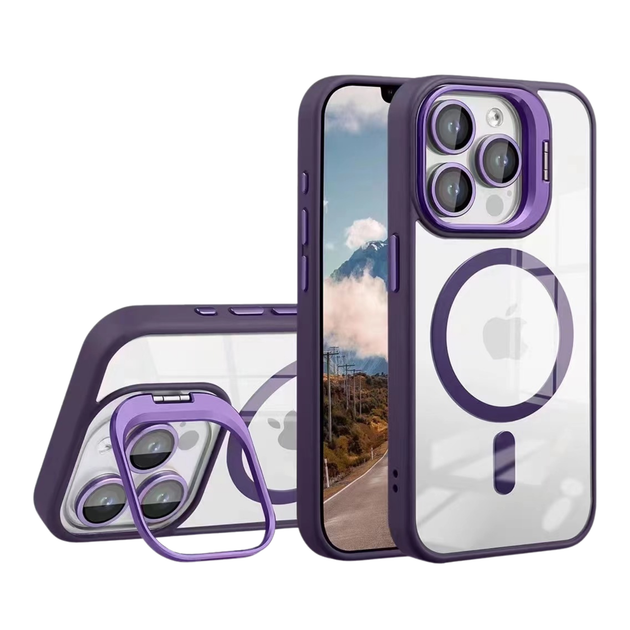 Чохол TPU+PC+Metal Stand Case with MagSafe and Camera Lenses для iPhone 13 Pro Max Колір Dark Purple - изображение 11
