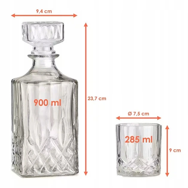 Набір для віскі Whisky Set графин 900 мл + 6 келихів 285 мл в елегантній коробці - изображение 3