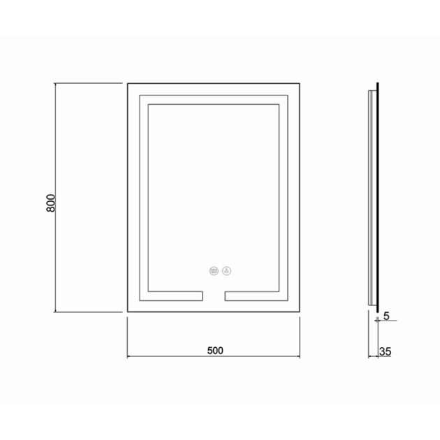 Зеркало Qtap Mideya (DC-F936) 500х800 с LED-подсветкой Touch, с антизапотеванием, с часами, димером, - Фото 2 Зеркало Qtap Mideya (DC-F936) 500х800 с LED-подсветкой Touch, с антизапотеванием, с часами, димером, - изображение 2