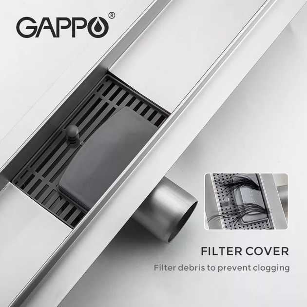 Душовий трап G89007-1, 70х900мм, нержавіюча сталь, сатин GAPPO G89007-1 - зображення 5