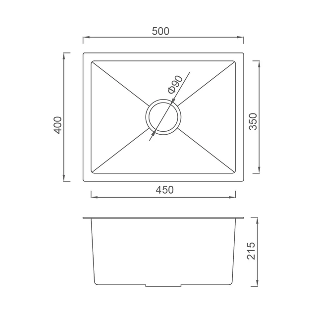 Кухонна мийка GS5040-6 інтегрована 500x400 мм, нержавіюча сталь, поверхня PVD GAPPO GS5040-6 - изображение 7