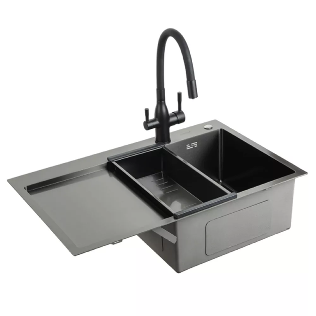 Кухонна мийка GS7850-6L накладна 780x500 мм, поверхня PVD GAPPO GS7850-6R - зображення 2