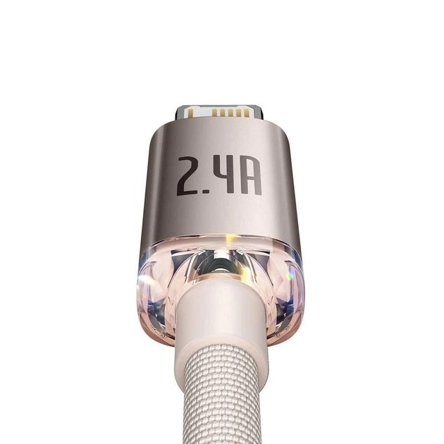 Кабель Baseus Crystal Shine Series USB 2.0 to Lightning 2.4A Fast Charging 1.2m Pink (CAJY001104) - зображення 5