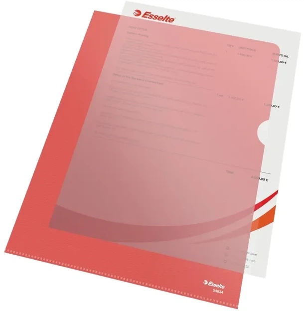 Zestaw koszulek narożnych Esselte Polypropylene (PP) A4 100 szt Czerwony 54834 (4001536548345) - obraz 3