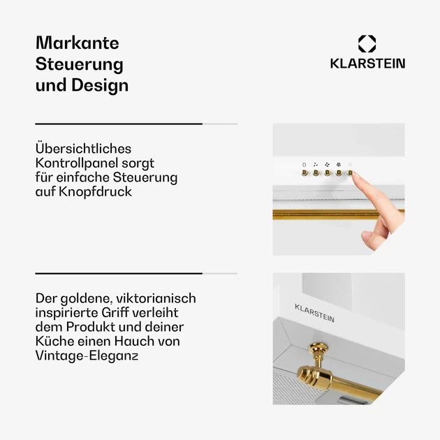 Вытяжка в стиле ретро Klarstein Montblanc 90 см Настенная вытяжка на кухню 610 м3 /ч - изображение 5