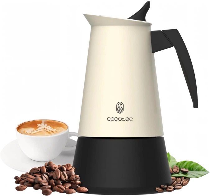 Гейзерна кавоварка Cecotec Piccolina 900 на 10 чашок 450 мл чорно-бежева (8435484001021) - зображення 2