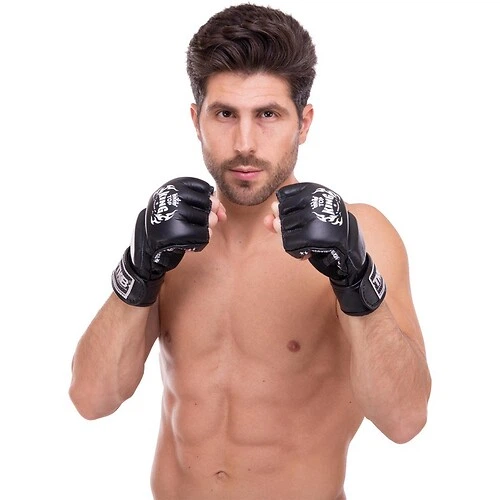 Перчатки для смешанных единоборств MMA на липучке размер L Кожа TOP KING Super черный TKGGS - изображение 4