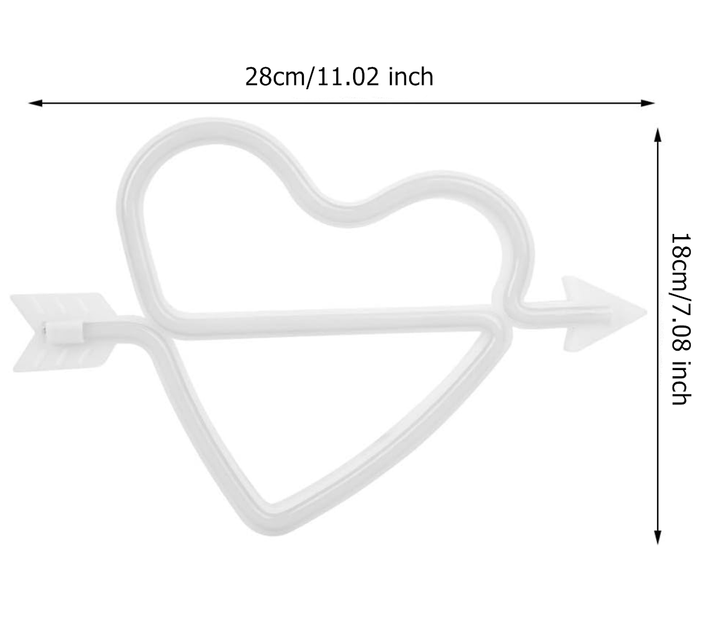 Портативный неоновый LED-светильник сердце со стрелой «Love» розовый, на батарейках/USB 18*28 см - изображение 3