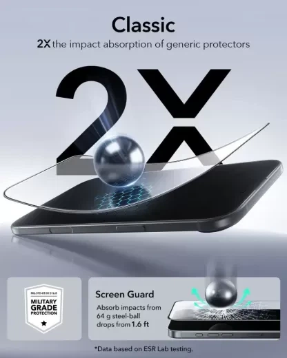 Захисне скло ESR UltraFit Classic Screen Protector 2 шт. Black для iPhone 17 | 16 Pro (1D87800202) - зображення 4