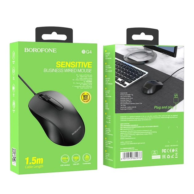 USB Миша Borofone BG4 Колір Чорний - изображение 11