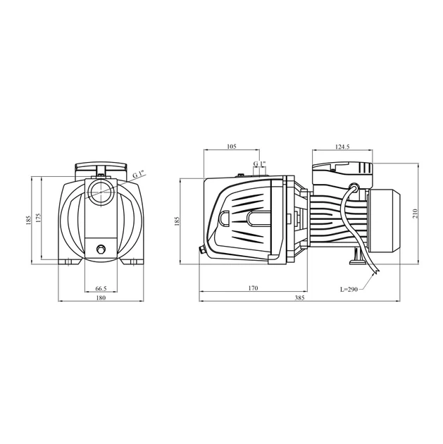 Насос поверхностный самовсасывающий Agua JSW 15M Нmax 55м Qmax 80л/мин P 1500Вт (CV035087) - Фото 2 Насос поверхностный самовсасывающий Agua JSW 15M Нmax 55м Qmax 80л/мин P 1500Вт (CV035087) - изображение 2