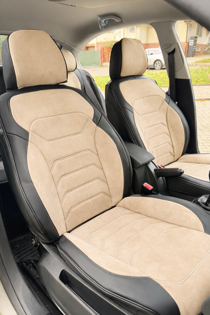 5D Чехлы на сиденья для MITSUBISHI OUTLANDER 2001-2006 Autovalom Flannel с бежевой вставкой - изображение 3