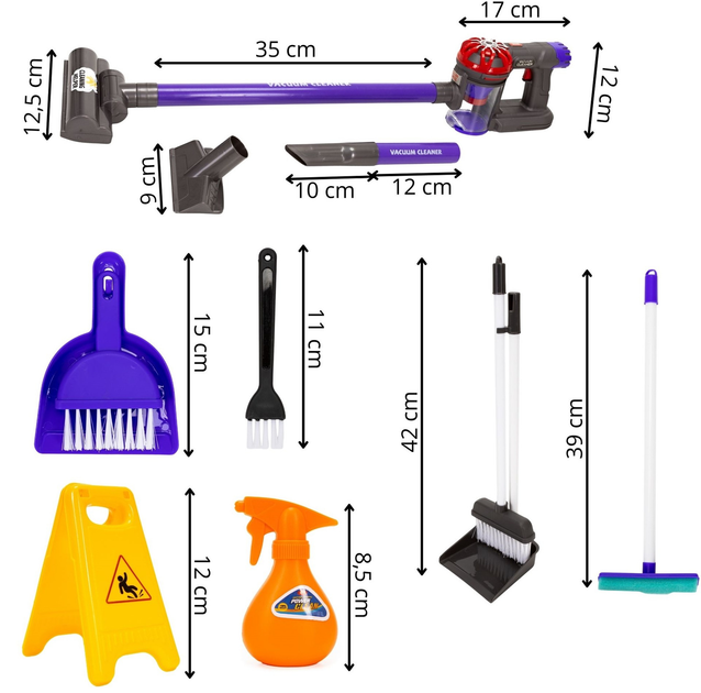 Zestaw sprzątający dla dzieci Springos odkurzacz na baterię z akcesorami (5908455307628) - obraz 13