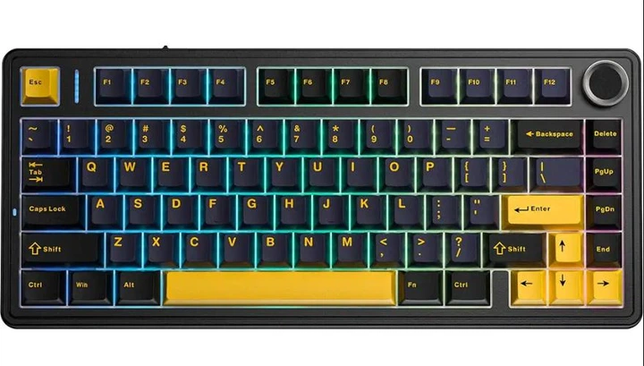 Клавиатура AULA F75 Black-Yellow Игровая Безпроводная Механичиская 2.4G/Bluetooth/Кабель RGB - Фото 4 Клавиатура AULA F75 Black-Yellow Игровая Безпроводная Механичиская 2.4G/Bluetooth/Кабель RGB - изображение 4