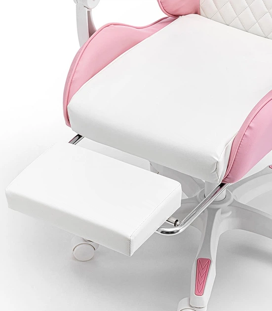 Dziecięcy fotel gamingowy Hedo 100004 z wysuwanym podnóżkiem z masażem Różowe (5904041164262) - obraz 11