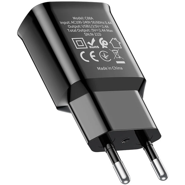 Зарядний пристрій Hoco C88A 2USB 2.4A + MicroUSB Cable Black - Фото 1 Зарядний пристрій Hoco C88A 2USB 2.4A + MicroUSB Cable Black - зображення 1