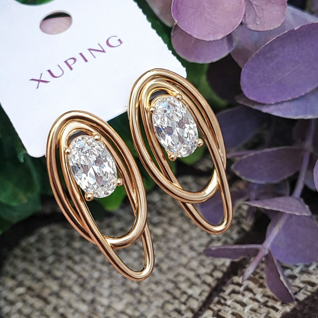 Серьги Xuping Jewelry длина 2.9см ширина 1.3см медицинское золото позолота 18К с1588 - Фото 2 Серьги Xuping Jewelry длина 2.9см ширина 1.3см медицинское золото позолота 18К с1588 - изображение 2