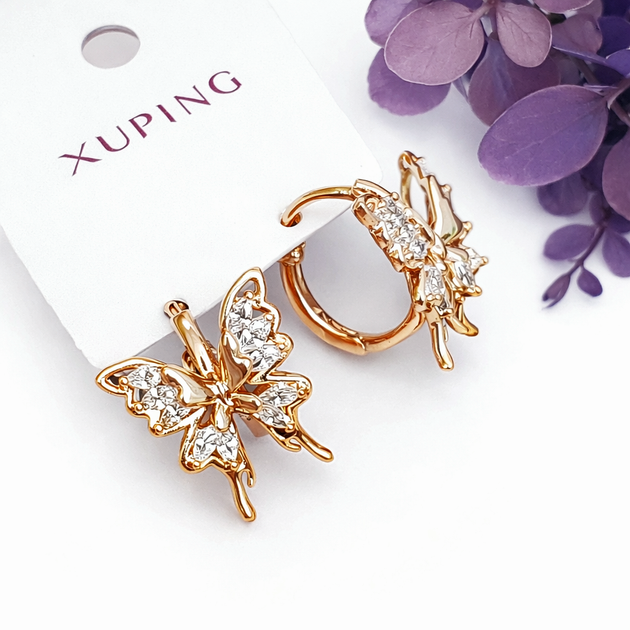 Серьги Xuping Jewelry бабочки длина 1.5см ширина 1.6см медицинское золото позолота 18К с1584 - Фото 1 Серьги Xuping Jewelry бабочки длина 1.5см ширина 1.6см медицинское золото позолота 18К с1584 - изображение 1