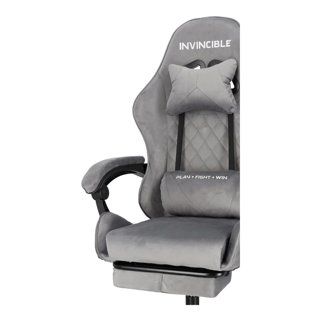 Ігрове крісло Hedo 100050 з висувною підставкою для ніг Сіре (5907184130125) - зображення 9