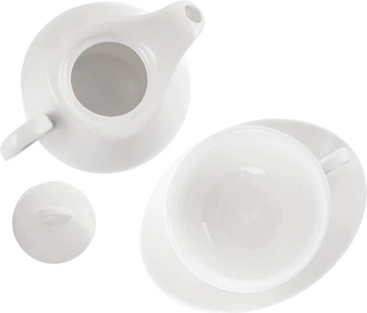 Dzbanek do herbaty Orion Mona z filiżanką do herbaty porcelanowy Biały 3 elementy (9001794807746) - obraz 3