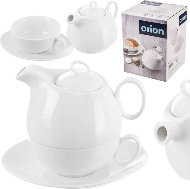 Dzbanek do herbaty Orion Mona z filiżanką do herbaty porcelanowy Biały 3 elementy (9001794807746) - obraz 5