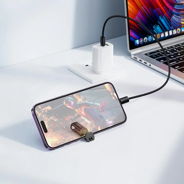 Кабель HOCO C Lightning Experto PD lanyard charging data cable X126 |0.35m, 30W| Black - зображення 5