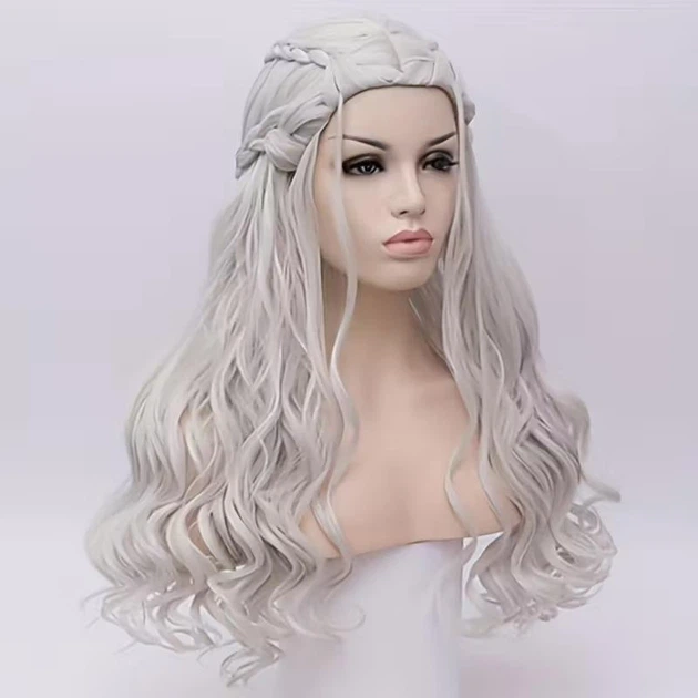 Перука Daenerys (Дайнеріс) з білими кучерявими косами з термостійкого волокна, довга жіноча перука для косплею - Фото 4 Перука Daenerys (Дайнеріс) з білими кучерявими косами з термостійкого волокна, довга жіноча перука для косплею - зображення 4