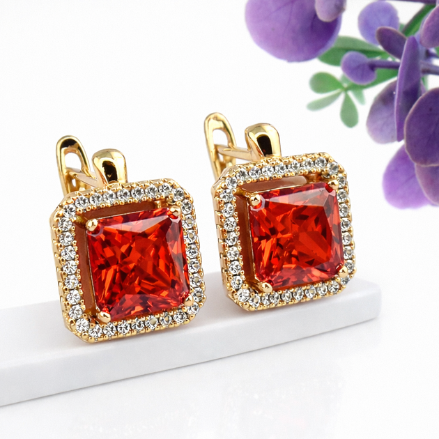 Серьги Xuping Jewelry длина 1.5см ширина 1.2см медицинское золото позолота 18К цирконий с1608 - Фото 1 Серьги Xuping Jewelry длина 1.5см ширина 1.2см медицинское золото позолота 18К цирконий с1608 - изображение 1