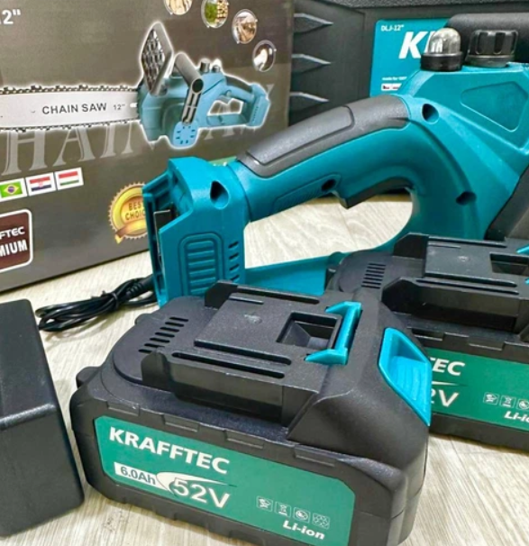 Акумуляторна пила 12 дюймів Krafftec [52V 6Ah / 2500 Вт / 2 акумулятори] з автоматичним мастилом - зображення 2