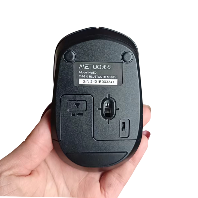 Беспроводная мышь METOO E0 2.4G Wireless и Bluetooth, тихий щелчок, проста в использовании Black - изображение 7