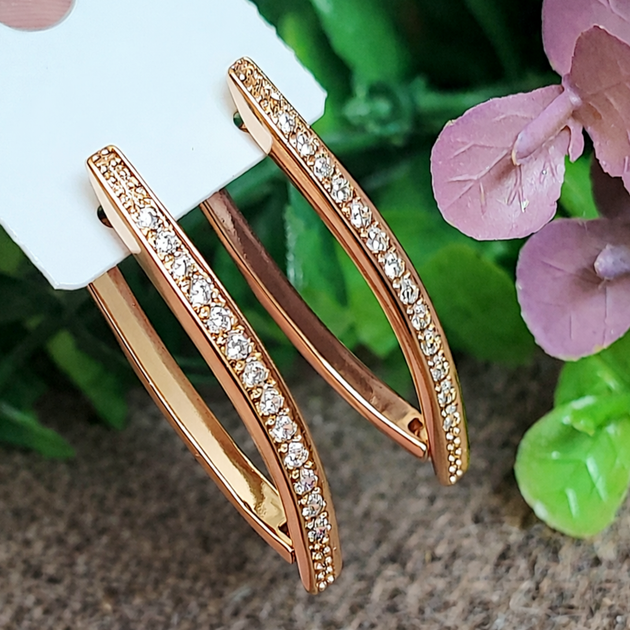 Серьги Xuping Jewelry длина 3.5см ширина 3мм с цирконием медзолото позолота 18К стрелы с827 - Фото 2 Серьги Xuping Jewelry длина 3.5см ширина 3мм с цирконием медзолото позолота 18К стрелы с827 - изображение 2