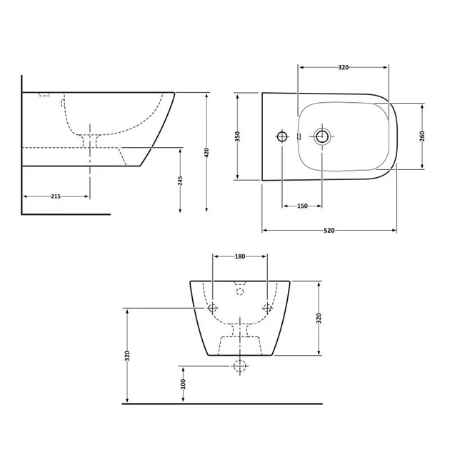 Біде підвісне Qtap Tern 520x350x320 White QT17551303GW - изображение 2