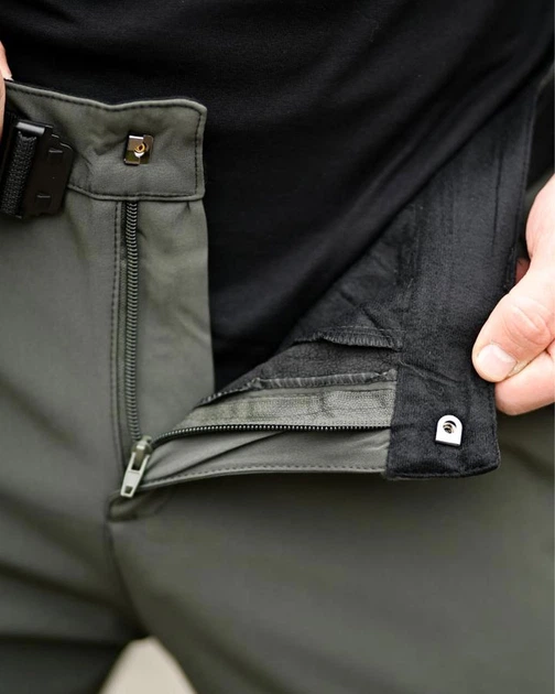 Штани-Джогери Mendos SoftShell на флісі олива + Ремінь чорний розмір 2XL - Фото 5 Штани-Джогери Mendos SoftShell на флісі олива + Ремінь чорний розмір 2XL - зображення 5