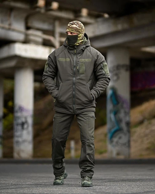 Форма Gamma SoftShell Куртка з капюшоном + Штани олива розмір L - изображение 3