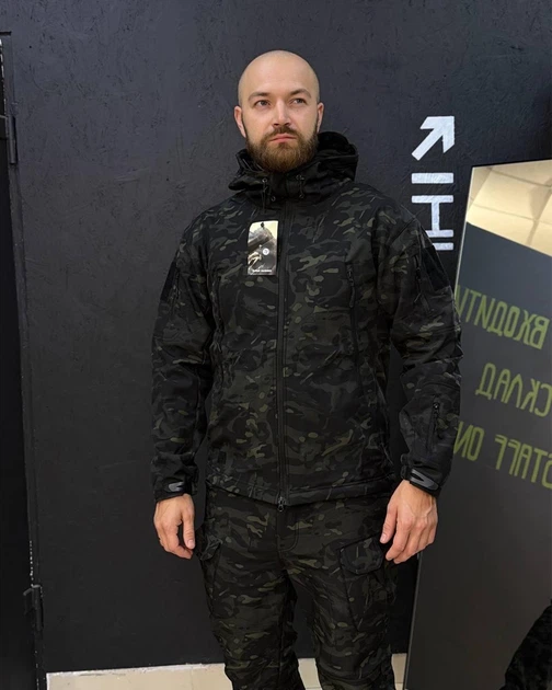 Костюм Gman SoftShell на флісі Куртка з капюшоном + Штани чорний мультикам розмір M - зображення 3