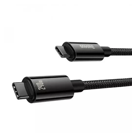 USB кабель на 240W Type-C на Type-C BASEUS Tungsten Gold Fast Charging (2m, 240W). Black - изображение 7