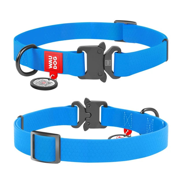 Ошейник для собак водостойкий Waudog Waterproof с QR паспортом/металлическая пряжка-фастекс 25 мм х 34-49 см Голубой (27862 Col) - изображение 2