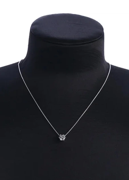 Цепочка женская с прозрачным кулоном камешом в оправе Fashion Jewelry Серебристая 15390 - Фото 3 Цепочка женская с прозрачным кулоном камешом в оправе Fashion Jewelry Серебристая 15390 - изображение 3