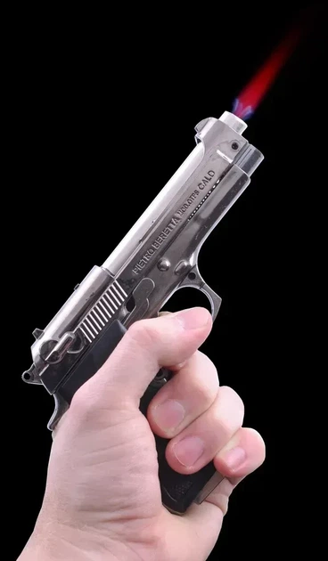 Запальничка пістолет Міні Beretta M9 "Беретта" турбо газова металева 15 см X 9,5 см . - Фото 5 Запальничка пістолет Міні Beretta M9 "Беретта" турбо газова металева 15 см X 9,5 см . - зображення 5