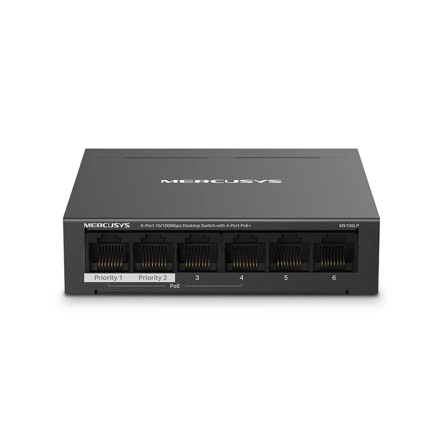 Комутатор MS106LP 6xFE (4xPoE), 40Вт, Некерований Mercusys 000330663 - Фото 2 Комутатор MS106LP 6xFE (4xPoE), 40Вт, Некерований Mercusys 000330663 - зображення 2