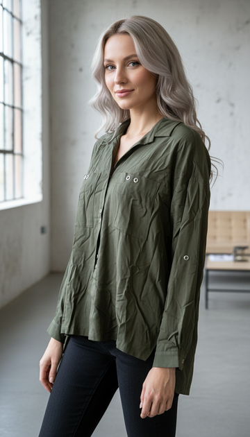 Блуза inDresser XS Хаки (IN-F0876В-037Ж-Khaki) - Фото 3 Блуза inDresser XS Хаки (IN-F0876В-037Ж-Khaki) - изображение 3