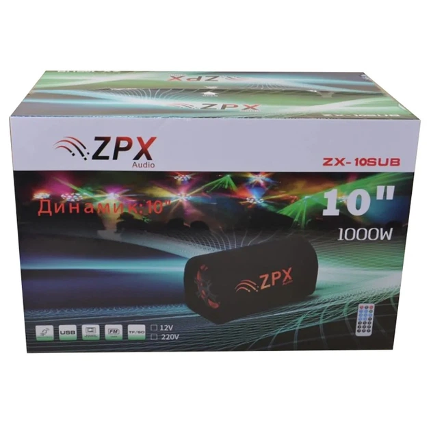 Активный Сабвуфер в Автомобиль с пультом Бочка ZPX Audio ZX-10Sub