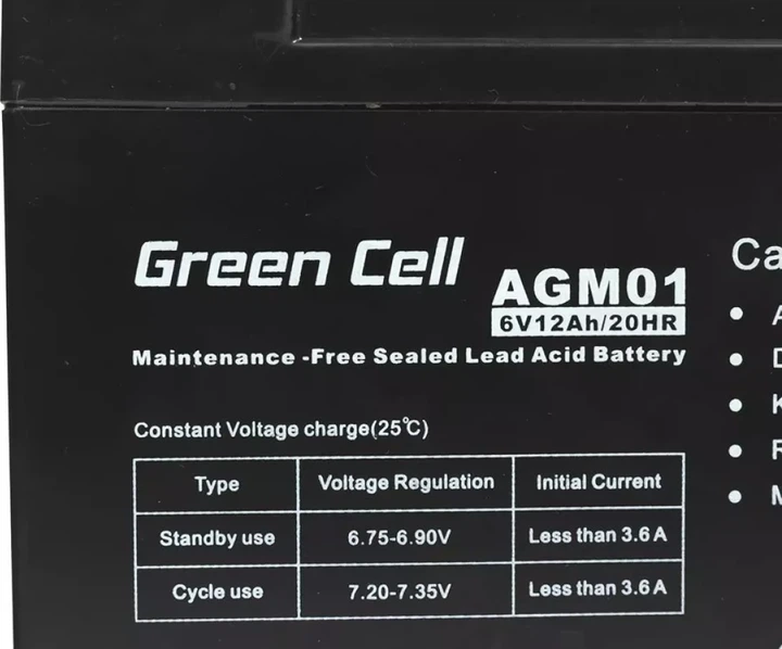 Akumulator Green Cell AGM 6V 12Ah (5902701411473) - obraz 4
