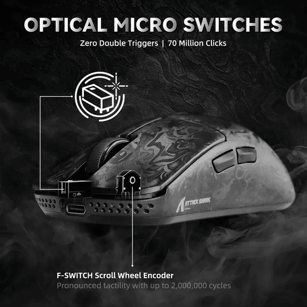 Мышь Attack Shark R11 Ultra carbon fiber игровая, беспроводная - Черный - Фото 5 Мышь Attack Shark R11 Ultra carbon fiber игровая, беспроводная - Черный - изображение 5