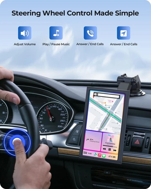 Портативный 7" экран для авто Krunia с Apple CarPlay и Android Auto - изображение 3