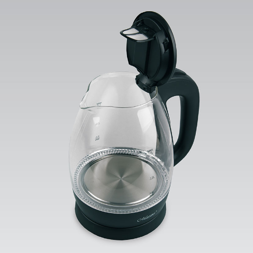 Електрочайник 1,7л 1370-1630W скло (диск) чорний MR-063-BLACK Maestro - изображение 2