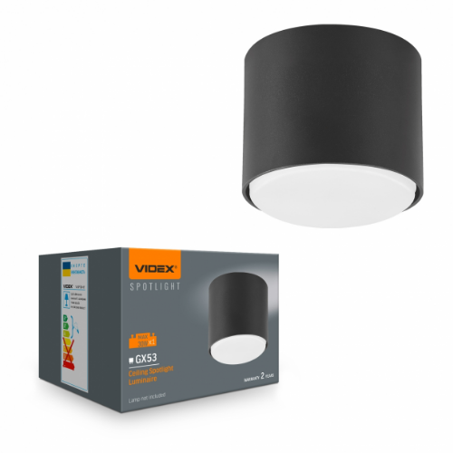 LED Світильник під лампу GX53 накладний чорний VL-SPF26A-B Videx - изображение 2