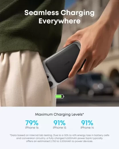 Повербанк Anker Nano Power Bank MagGo Slim Qi2.1 5000 mAh 15W Black (A1665011) - зображення 8